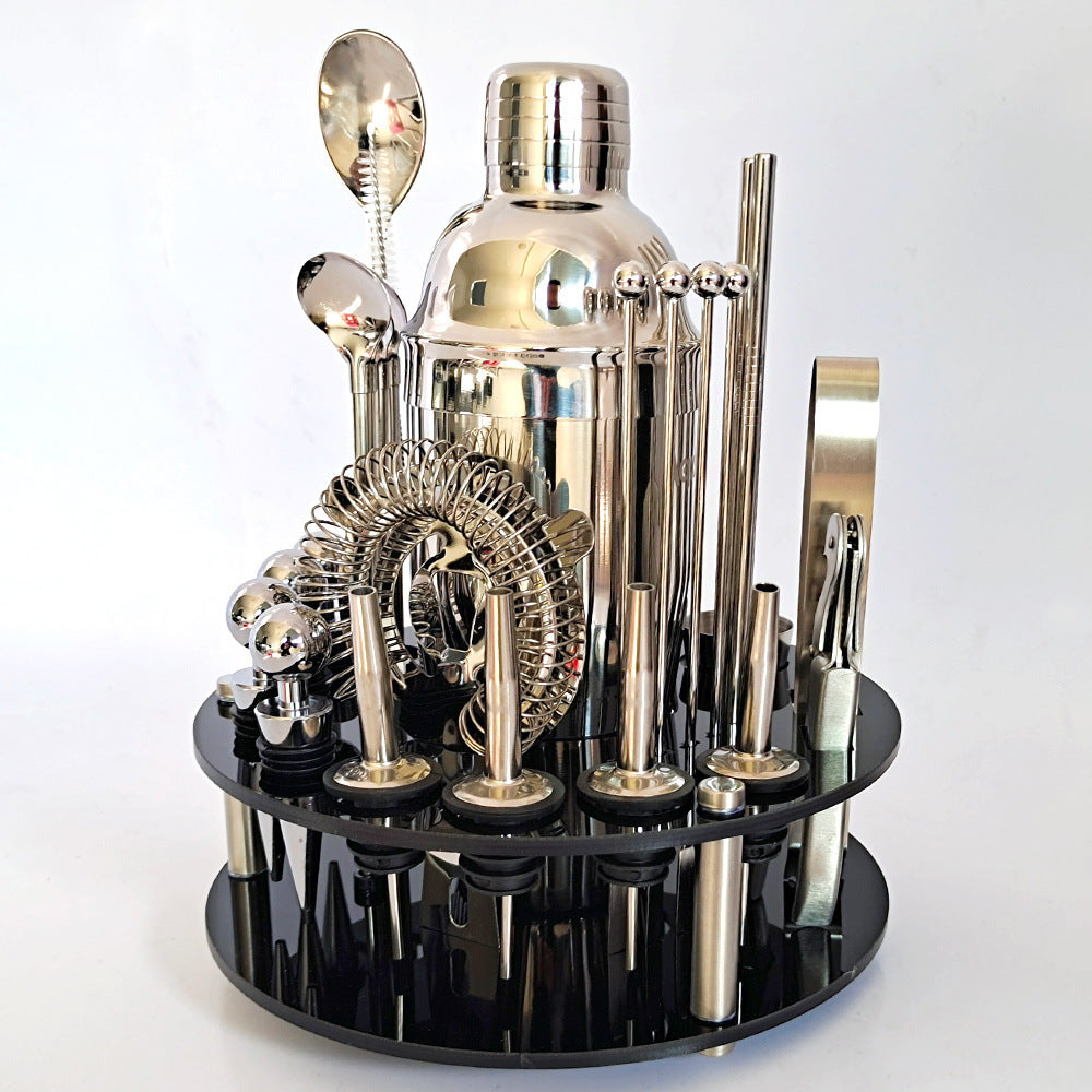Rotatable 30-Piece Stainless Steel Bartender Kit