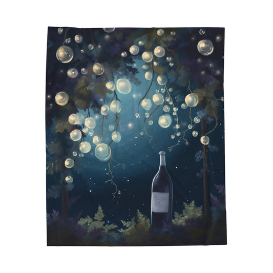 A cozy Wine Night plush blanket styled for the holidays — Christmas gifts for wine lovers
