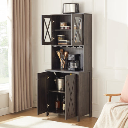 Farmhouse Kitchen Cabinet with Wine Rack