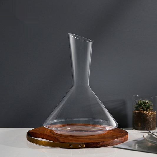 Handmade clear crystal wine decanter with wide big-belly base