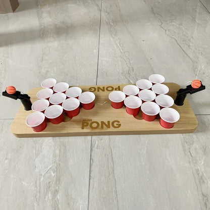 Catapult mini beer pong tabletop game set with cups and balls