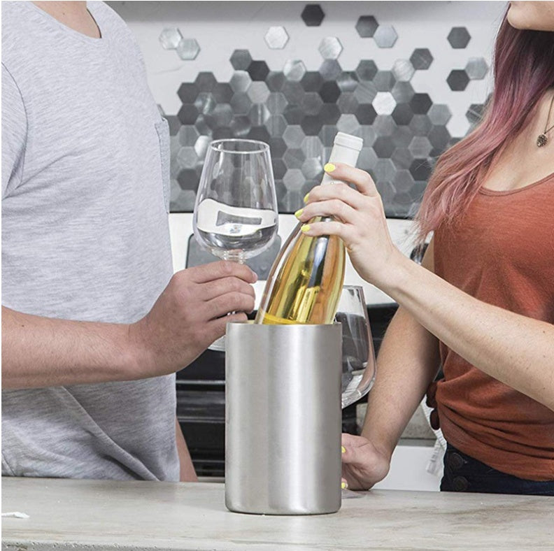 Double-Wall Insulated Stainless Steel Ice Bucket — Beer & Wine Cooler