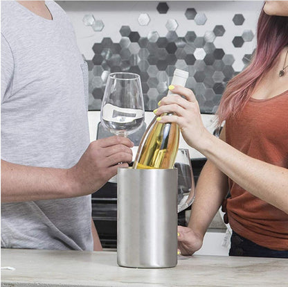 Double-Wall Insulated Stainless Steel Ice Bucket — Beer & Wine Cooler