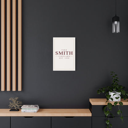 The [Your Name] Vineyard personalized canvas wall art with a custom family name — lifestyle 2