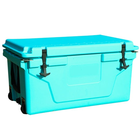 Blue 65 quart heavy-duty rotomolded outdoor cooler ice chest