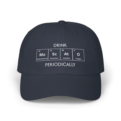 Drink Moscato Periodically periodic table design on a navy cotton classic cap