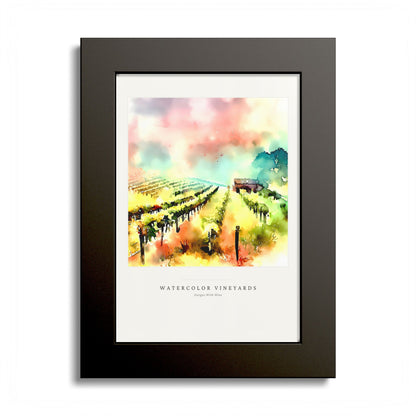 Watercolor Vineyards — Framed Art Print