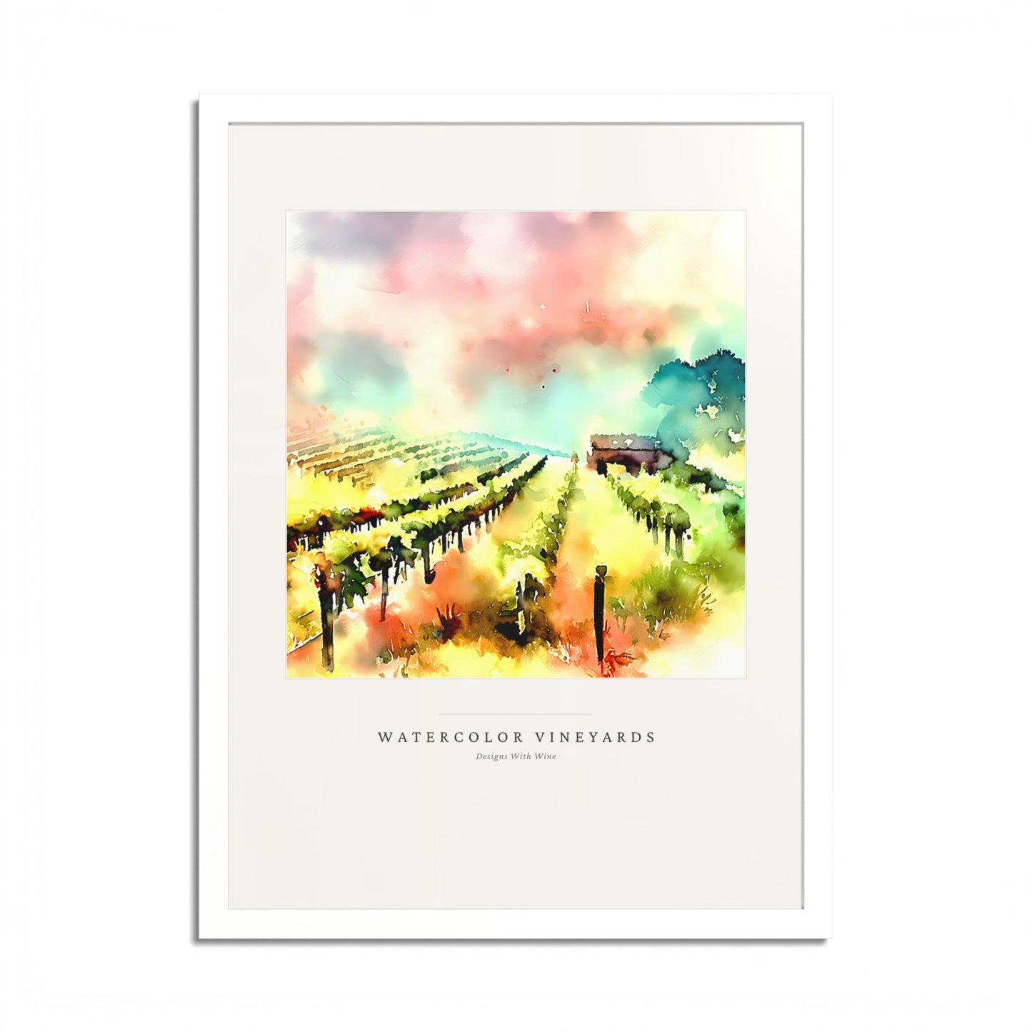 Watercolor Vineyards — Framed Art Print
