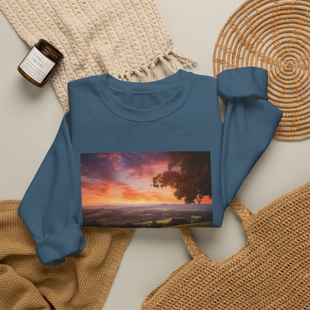 Scenic Sunset Vineyard — Crewneck Sweatshirt