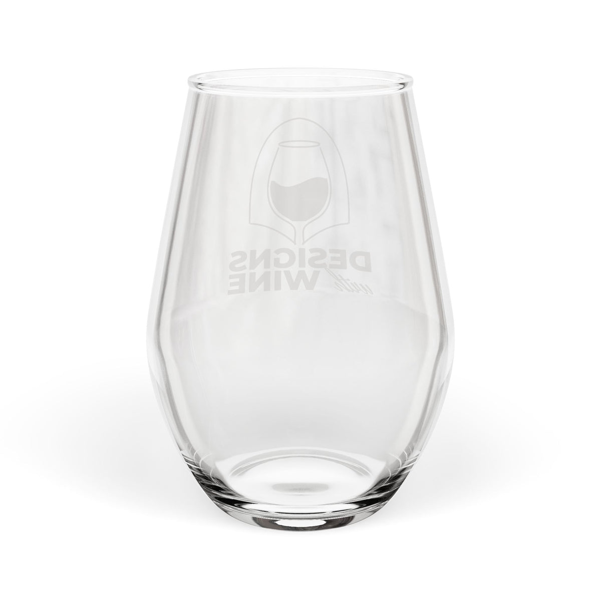 Designs With Wine stemless wine glass, White Wine Lover edition — back view