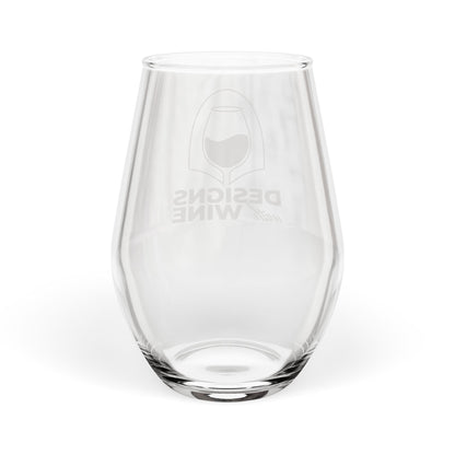 Designs With Wine stemless wine glass, White Wine Lover edition — back view