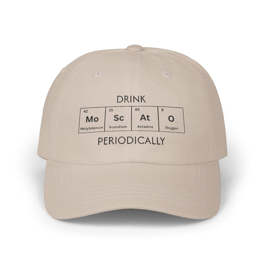 Drink Moscato Periodically element tiles in black on a stone cotton classic cap