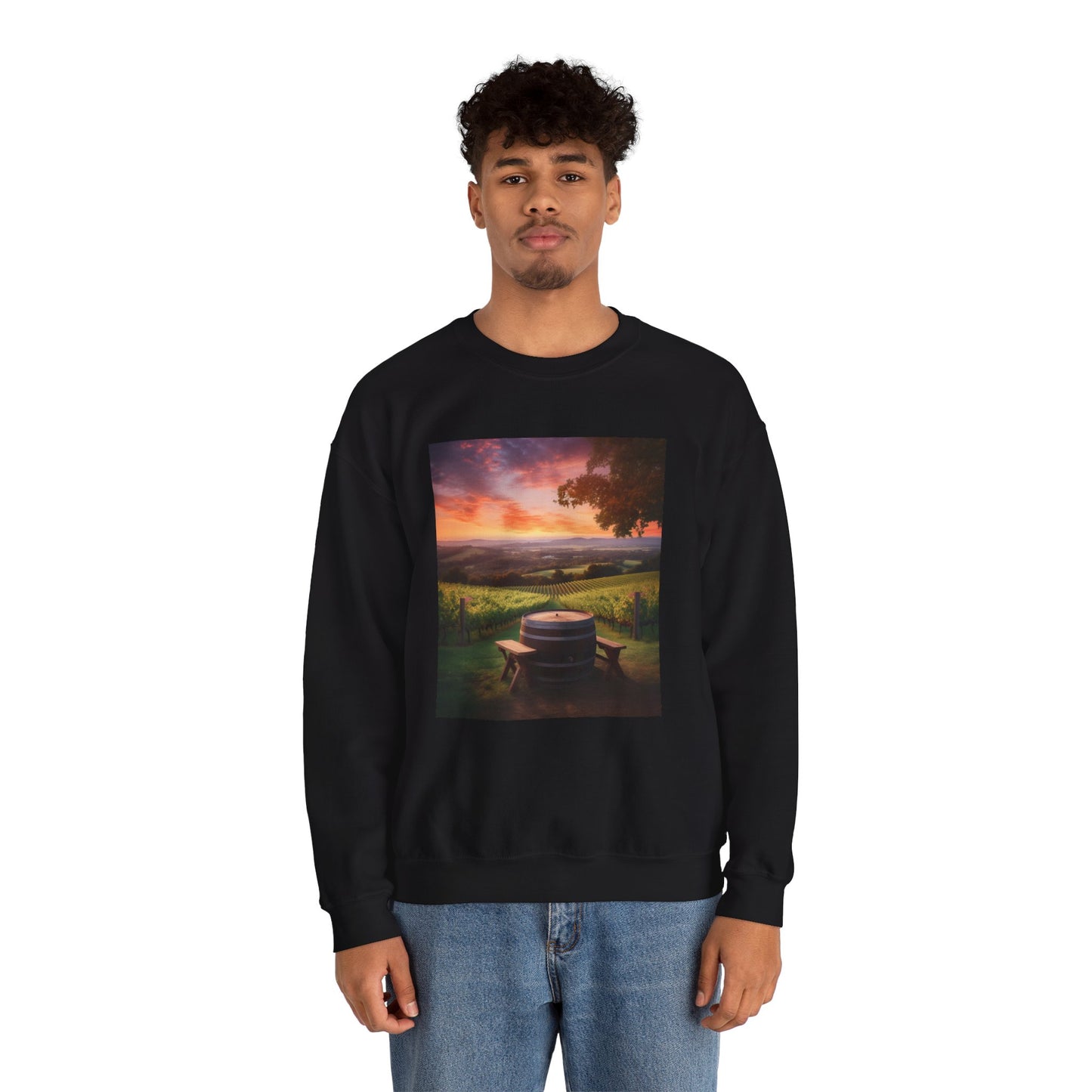 Scenic Sunset Vineyard — Crewneck Sweatshirt