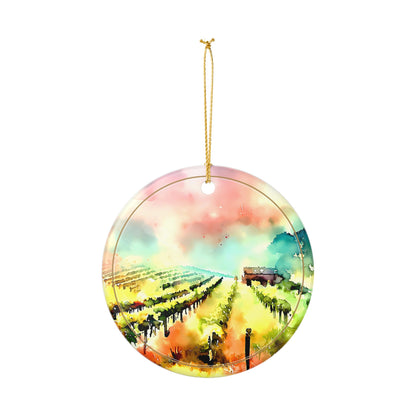 Watercolor Vineyards — Ceramic Ornament