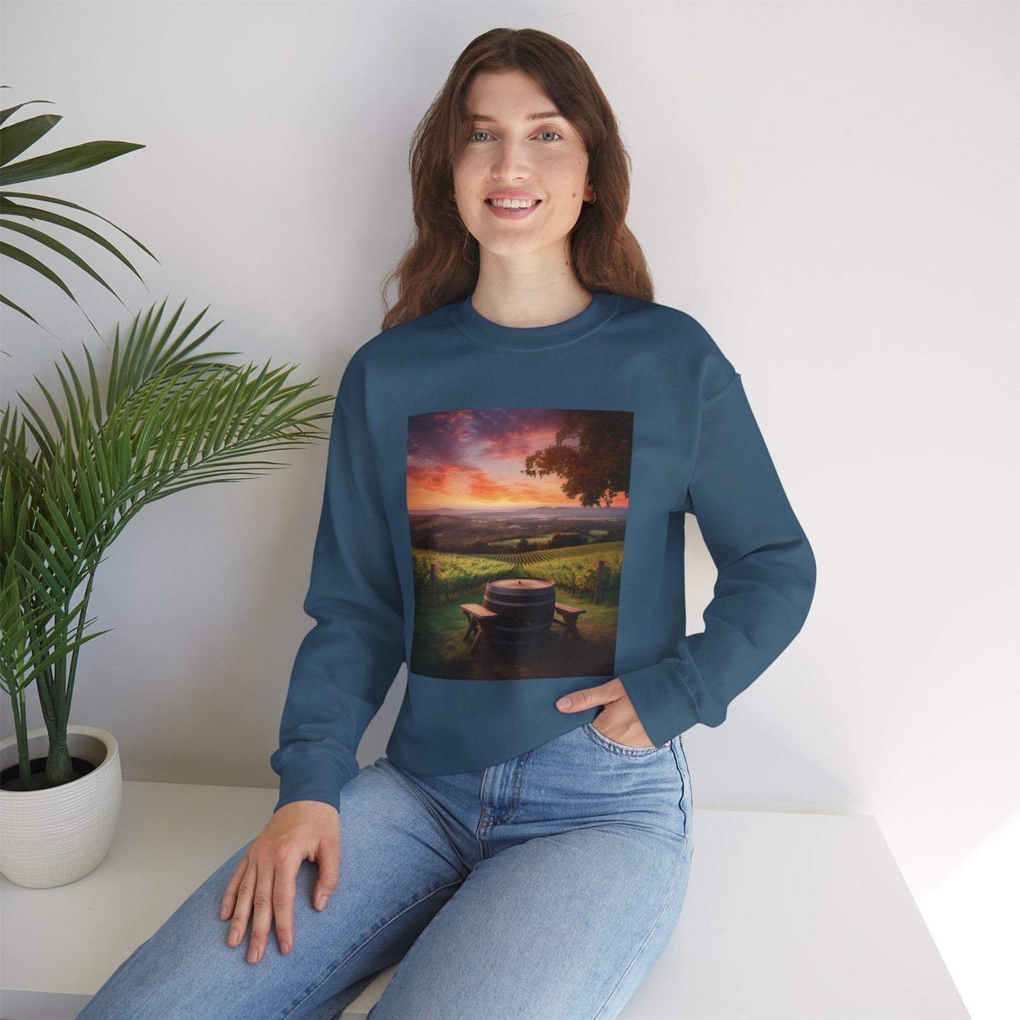 Scenic Sunset Vineyard — Crewneck Sweatshirt