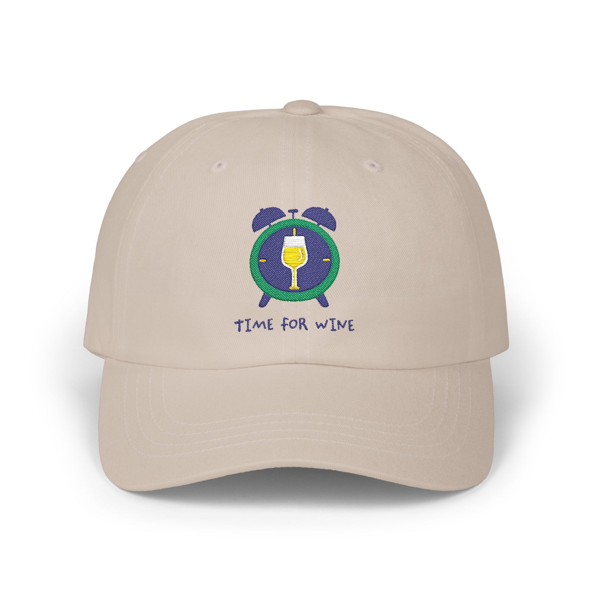 Time for Wine embroidered design on a white cotton classic cap