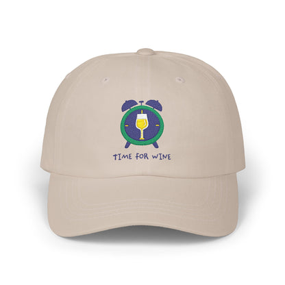 Time for Wine embroidered design on a white cotton classic cap