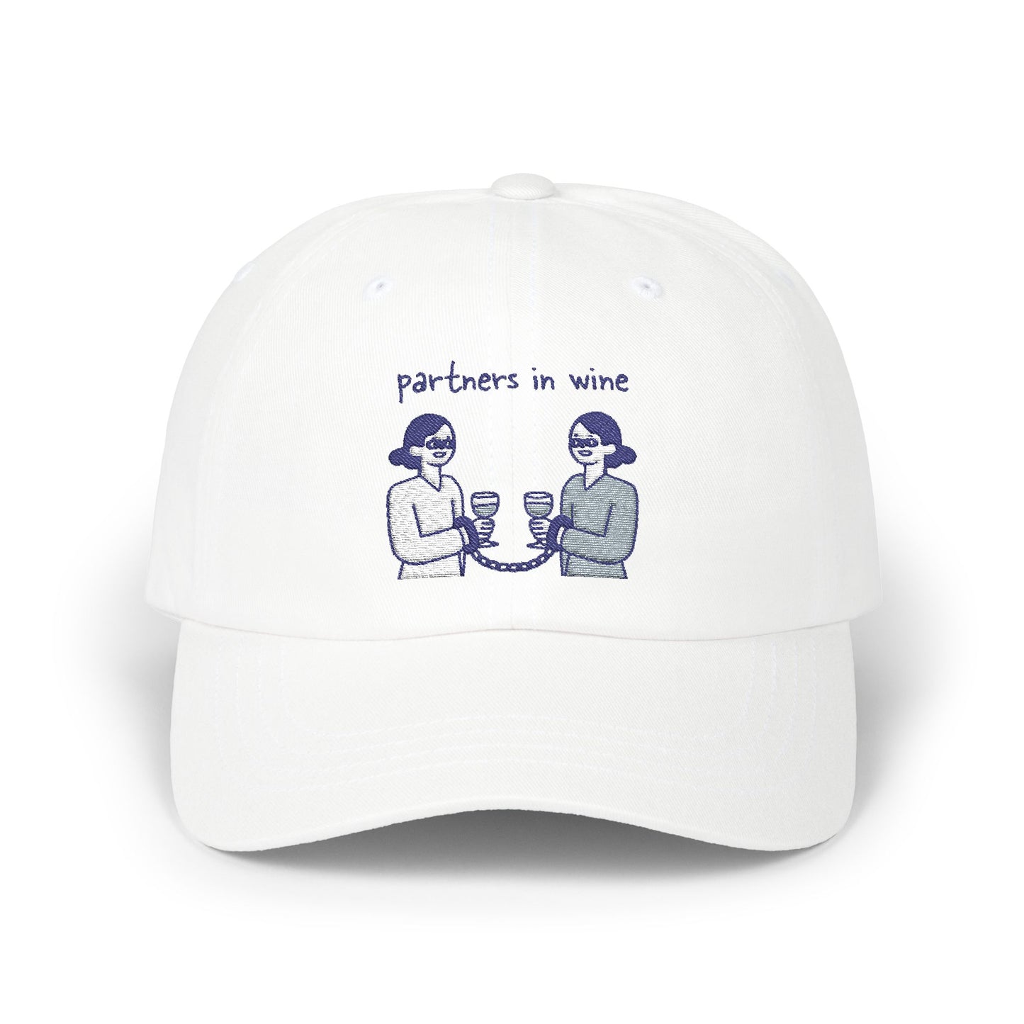 Partners in Wine doodle design on a cotton classic cap