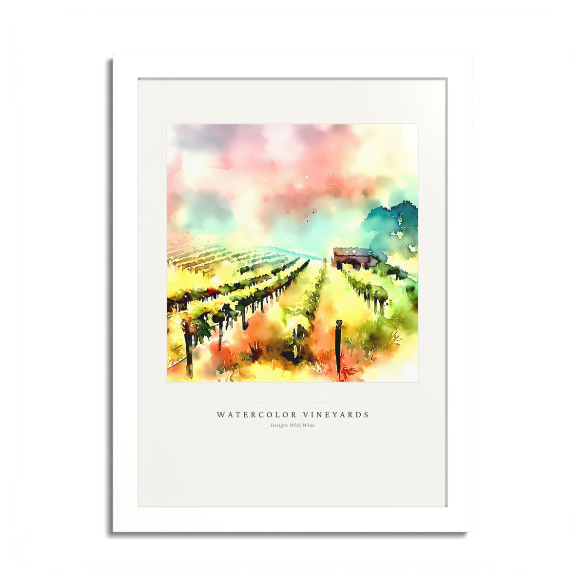 Watercolor Vineyards — Framed Art Print