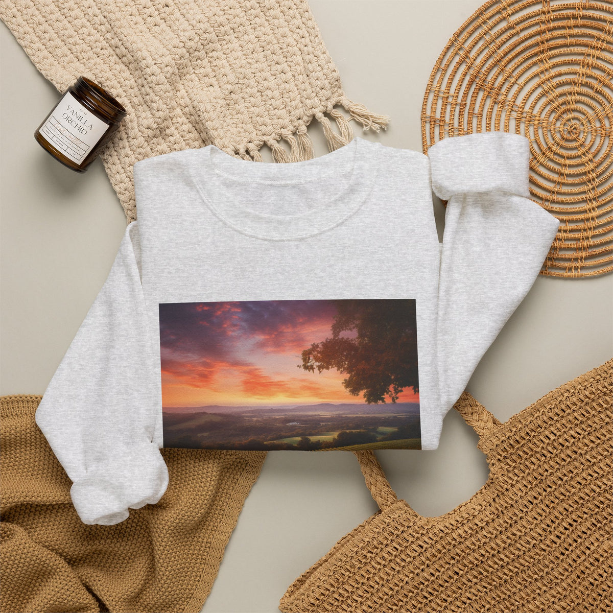 Scenic Sunset Vineyard — Crewneck Sweatshirt