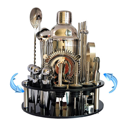 Rotatable 30-Piece Stainless Steel Bartender Kit