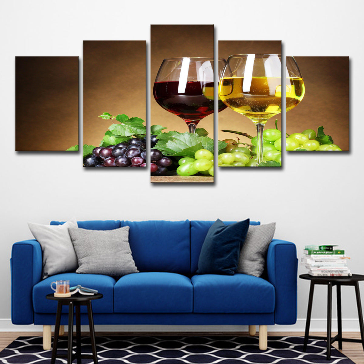 Wine Cellar 5-Piece Wall Art — Grapes, Wine & Glasses