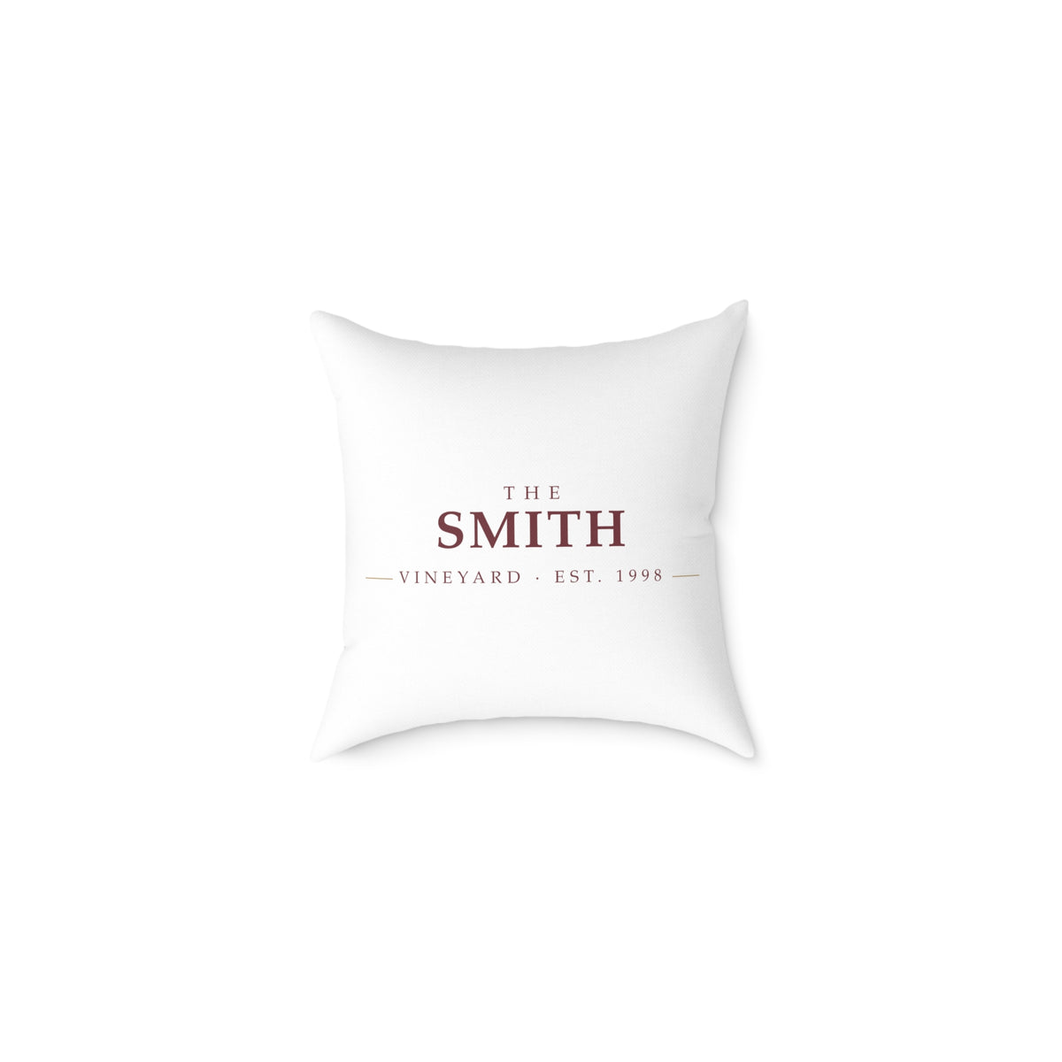 The [Your Name] Vineyard personalized throw pillow with a custom family name — lifestyle