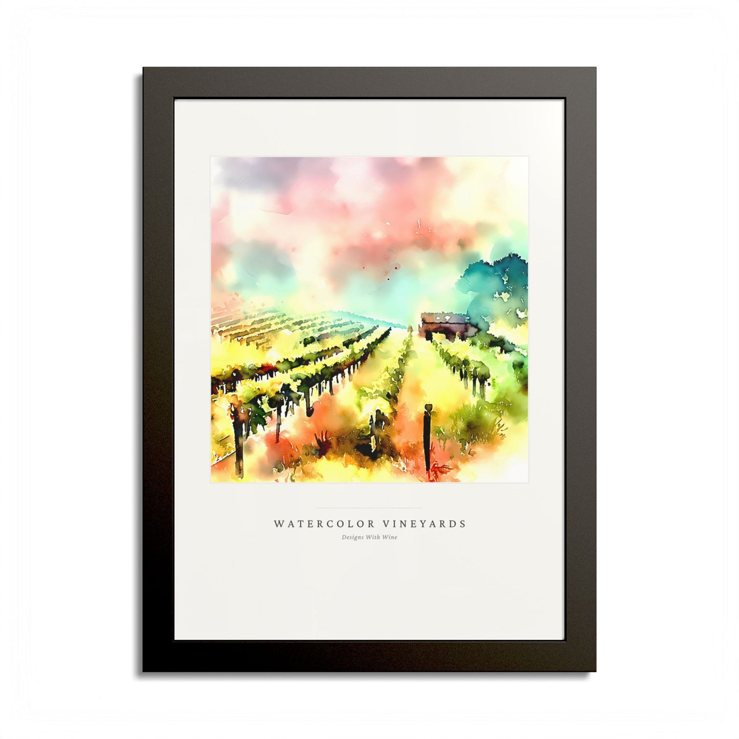 Watercolor Vineyards — Framed Art Print