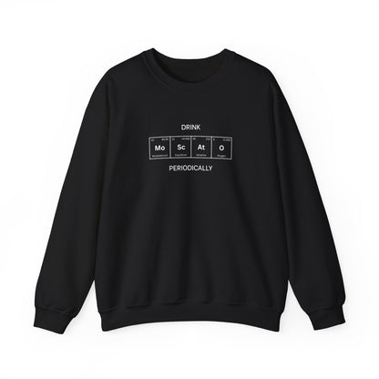 Moscato spelled in periodic table elements on a crewneck sweatshirt