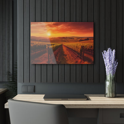Scenic Vineyard Sunset — Acrylic Wall Art