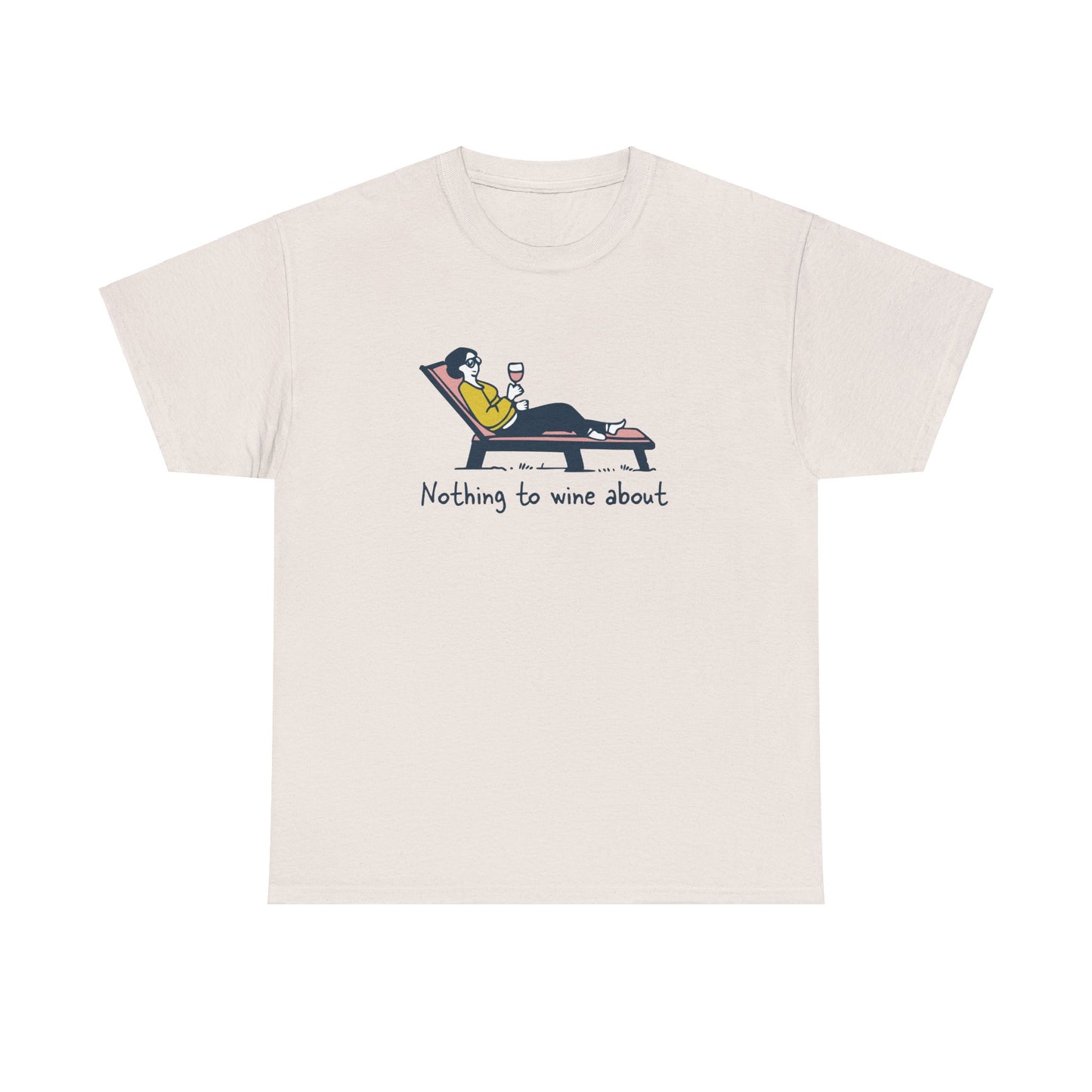 Nothing to Wine About doodle lettering with a relaxed wine glass illustration on a tee