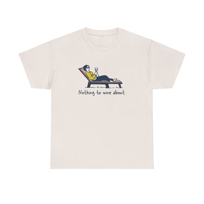 Nothing to Wine About doodle lettering with a relaxed wine glass illustration on a tee