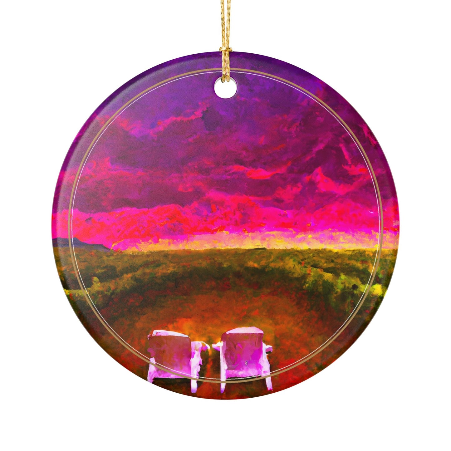 Surreal Sunset ceramic ornament