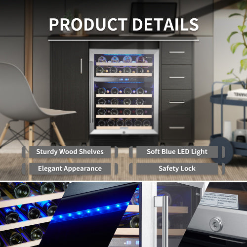 Dual Zone Wine Refrigerator — 46 Bottle Capacity