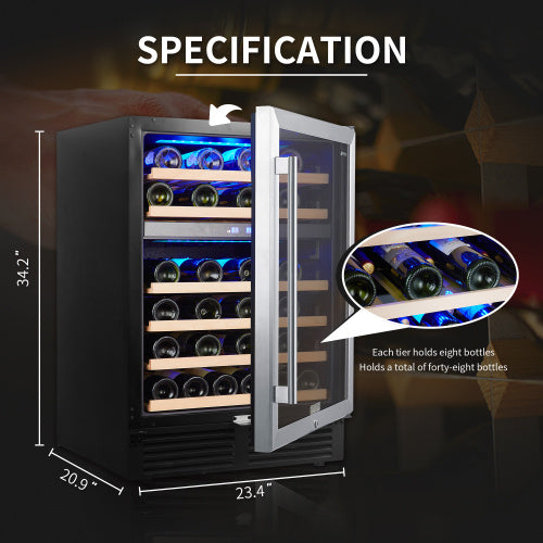 Dual Zone Wine Refrigerator — 46 Bottle Capacity