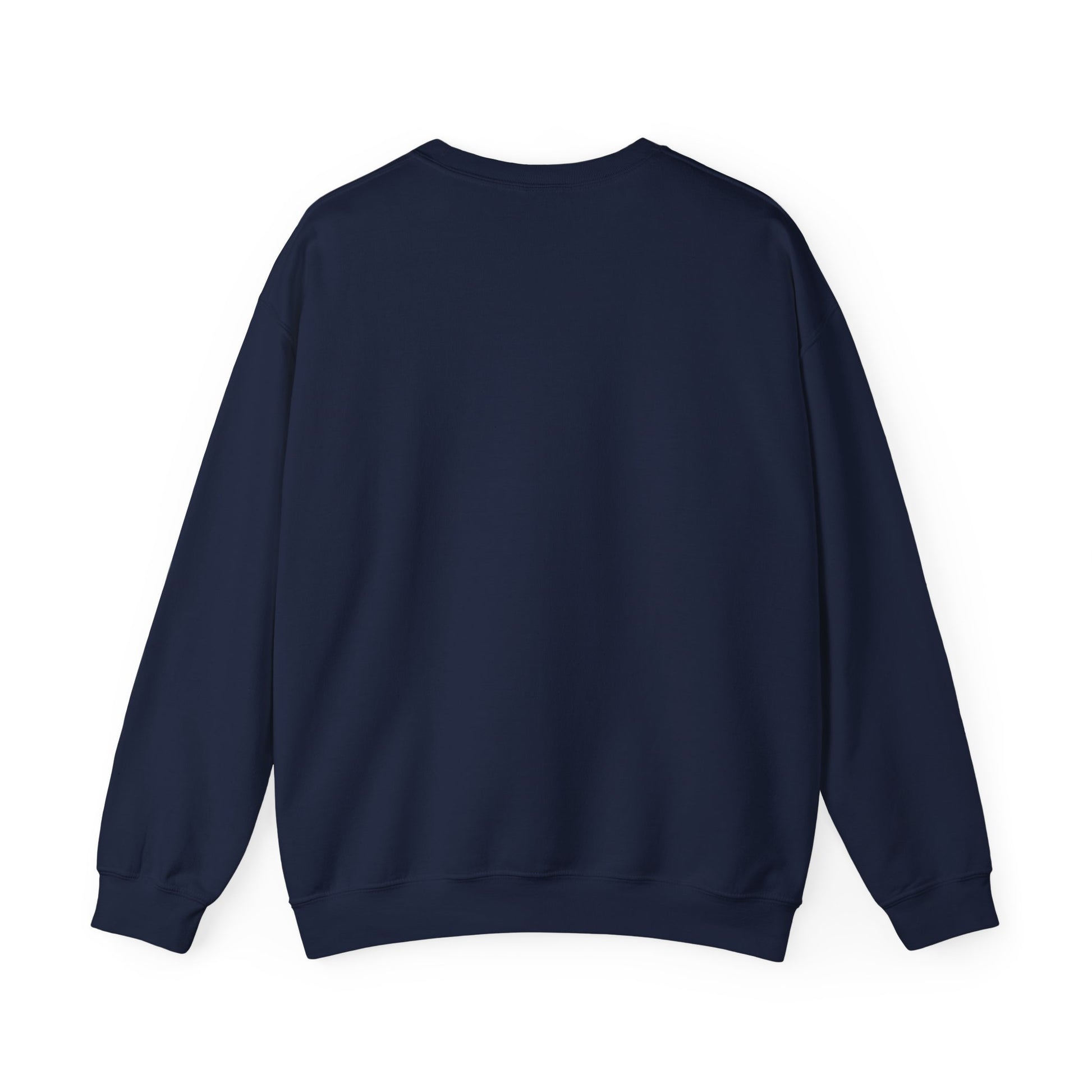 Back view of the navy personalized Weekend Wine Club crewneck showing the plain undecorated back