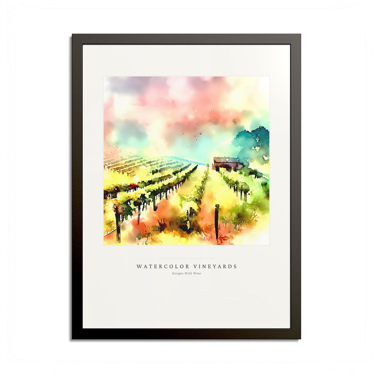 Watercolor Vineyards — Framed Art Print