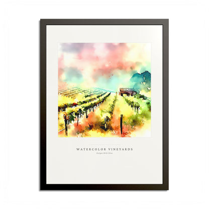 Watercolor Vineyards — Framed Art Print
