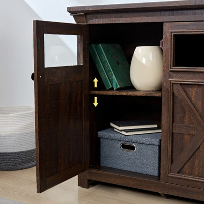 3-Door Farmhouse Buffet & Wine Bar Cabinet — Espresso Finish