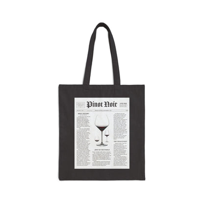Pinot Noir design printed on a cotton canvas tote bag