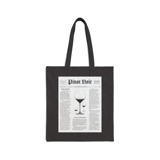 Pinot Noir design printed on a cotton canvas tote bag
