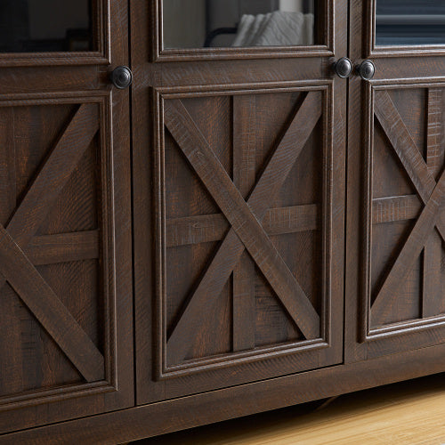 3-Door Farmhouse Buffet & Wine Bar Cabinet — Espresso Finish