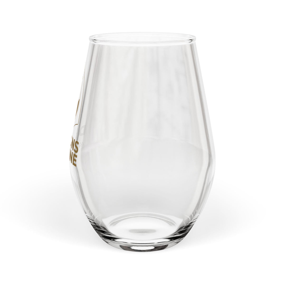 Designs With Wine stemless wine glass, White Wine Lover edition — side view