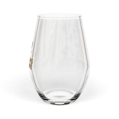 Designs With Wine stemless wine glass, White Wine Lover edition — side view