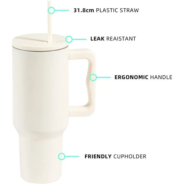 40oz Insulated Tumbler with Handle & Straw