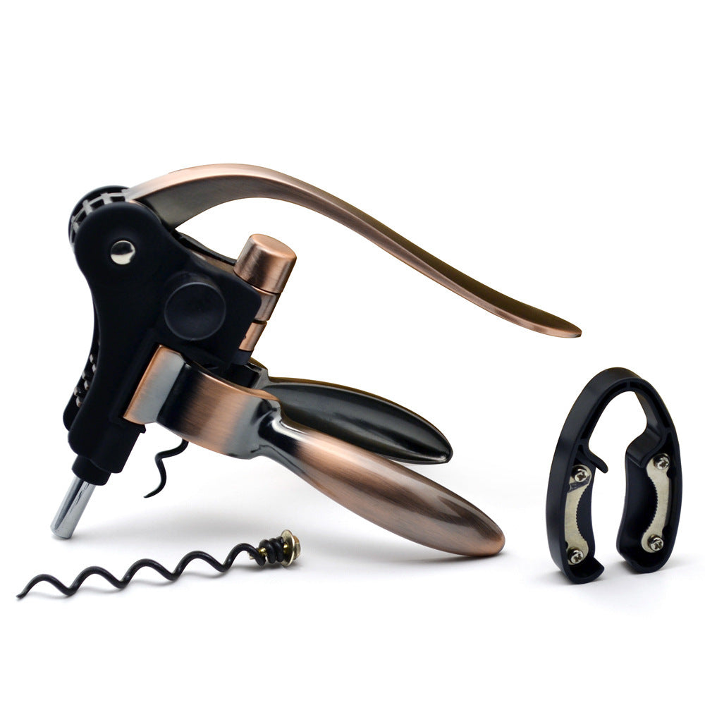 Rabbit style lever corkscrew wine opener set with foil cutter