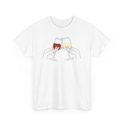 Cheers! celebratory lettering with clinking glasses design on a classic tee