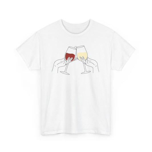 Cheers! celebratory lettering with clinking glasses design on a classic tee