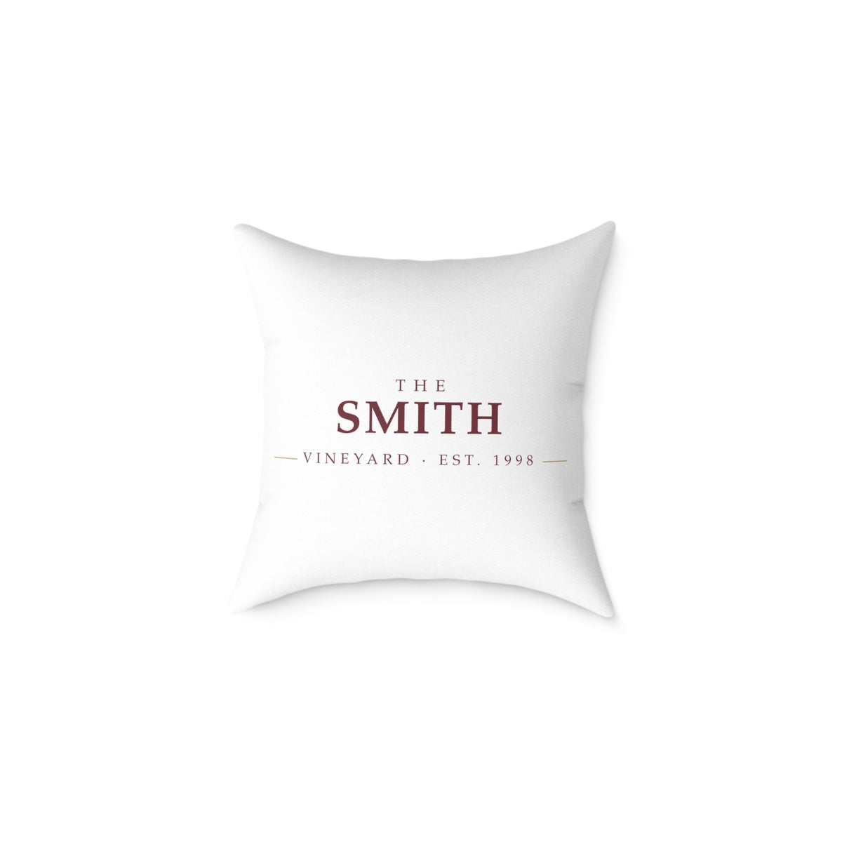 The [Your Name] Vineyard personalized throw pillow with a custom family name — front