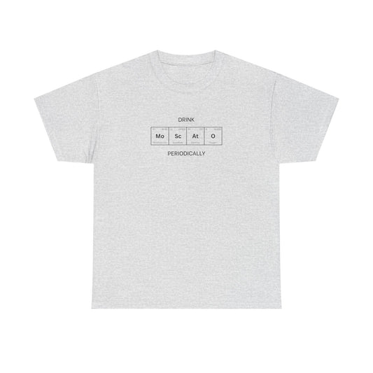 Moscato spelled in periodic table element tiles printed on a classic tee